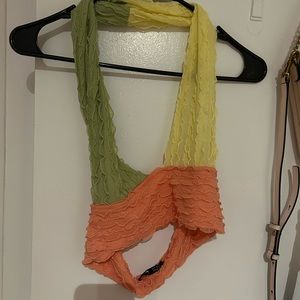 SHEIN Rainbow Ruffle Halter Top